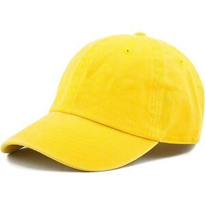 Unisex Yellow 100% Cotton Pigment Adjustable Size Classic Baseball Six Panel Cap